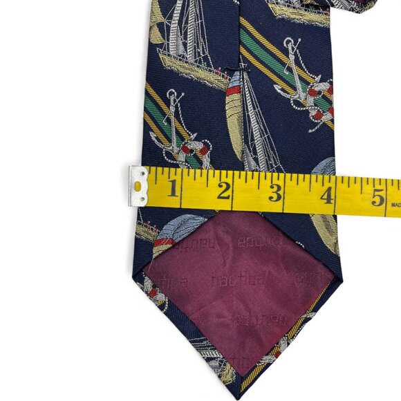 Nautica Silk Tie Vintage 1990's Sailing Yacht Racing Regatta Boat Hand Finished - Picture 6 of 7